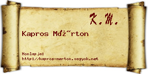 Kapros Márton névjegykártya